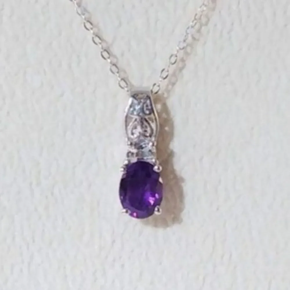 Amethyst 1.2 Carats Pendant with Italian Chain